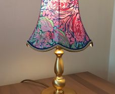 Vintage Brass table lamp polished in  matt & gloss finish with original lamp shade   height 37cm