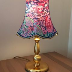 Vintage Brass table lamp polished in  matt & gloss finish with original lamp shade   height 37cm