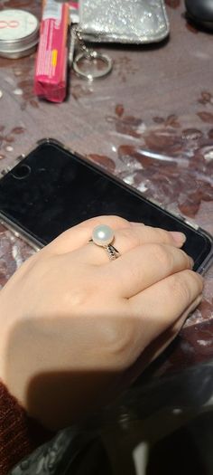 Perlaviva Genuine Freshwater Pearls in Rhodium-Plated 925 Silver Ring