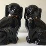 Antique Sadler  black Mantle dogs with glass eyes Image 4