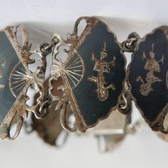 Vintage SIAM STERLING Silver 8 Panel Fan Bracelet L 7" - 20,36g