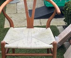 Wishbone-Style Chair Walnut Stain & Natural Cord