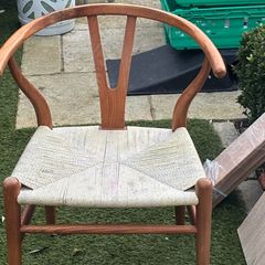 Wishbone-Style Chair Walnut Stain & Natural Cord