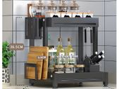 BRAND NEW Seasoning Jars Bottle Shelf Kitchen Organizer Storage Holder 2 Layers Black