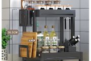 BRAND NEW Seasoning Jars Bottle Shelf Kitchen Organizer Storage Holder 2 Layers Black
