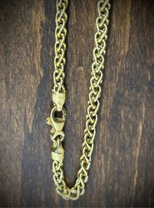 REDUCED 18k Gold Chain Wheat Link