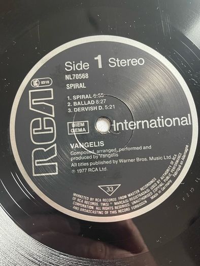 Vangellis. Spiral album in vg+ condition