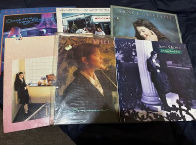 A Nanci Griffith record collection.