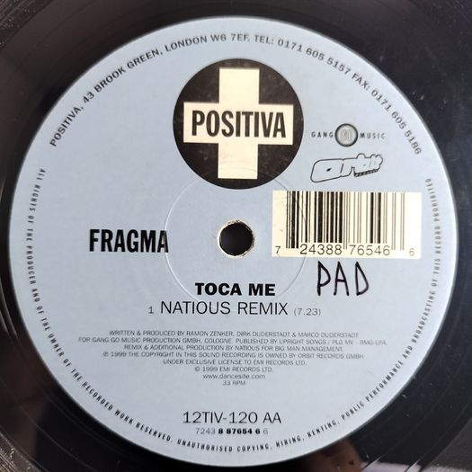 Fragma - Toca Me - Positiva Records - Late 90s TRANCE Club CLASSIC Banger!