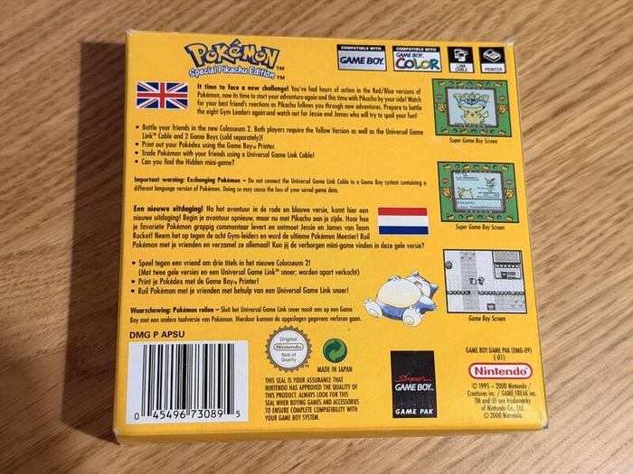 Pokemon Yellow for the Nintendo Game Boy - Complete in Box, New Battery
