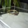 Vintage 9ct Gold Aquamarine and Diamond Three Stone Ring, Size O Image 2