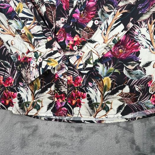 Joe Browns Floral Print Long Sleeve Shirt Medium - Flowers Skull Funky