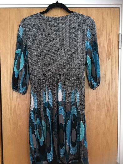 JASMINE LONDON Retro Print Dress   Teal Empire Style Top