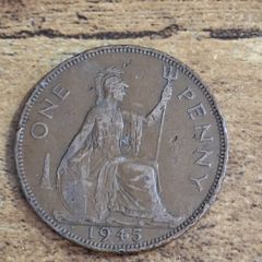 Great Britain UK 1945 One Penny George VI Coin - free standard postage