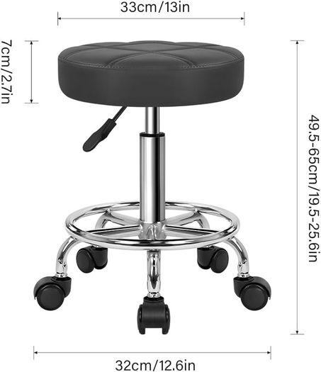 NEW SALE PU Leather Round Rolling Stool Swivel Height Adjustment Home Office Stool Drafting Lab Kitchen Massage Stools with wheels Office Chair