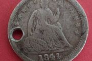 1844  American HALF DIME 90% Silver coin