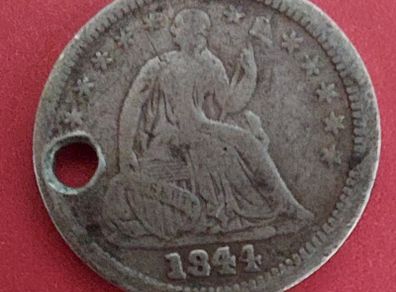 1844  American HALF DIME 90% Silver coin