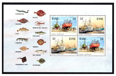 1991 Ireland Fishing Fleet Commemorative Stamp Booklet Pane Mint Never Hinged. Hibernian HP47