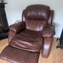 Two seater brown leather recliner and armchair Image 4