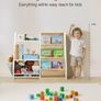 3-Tier Kids Bookshelf, Toy Storage Organizer for Toddler, Book Shelf for Kids Rooms with Sling Book Rack and Storage Bag, Kids Storage Book Shelves for Kids Room, Playroom, Kindergarten, Nursery Image 3