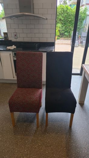Double beds and kitchen seats