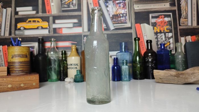 119 - Vintage Cork City Kiloh Clear Glass Lemonade Soda Kali Seltzer Water Embossed Lettering Decorative Collectible Bottle