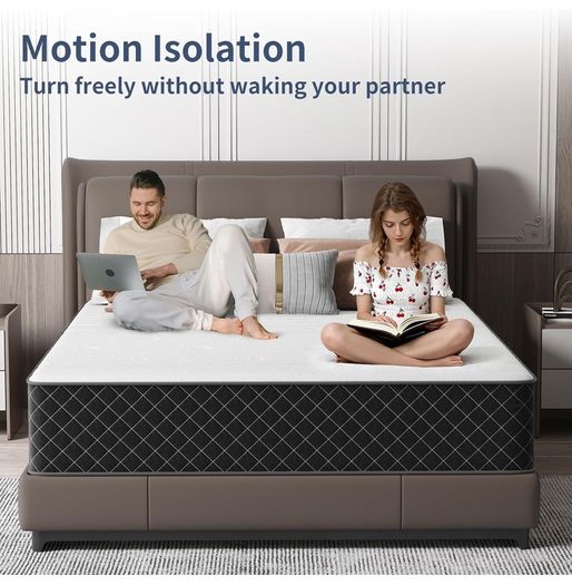 Single Mattress, 10 Inch Hybrid Mattress with Breathable Foam and Individually Pocket Spring