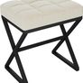 Vanity Stool, Linen Footrest Stool, Square Ottoman Bench with X-Shaped Metal Legs, Makeup Dressing Stool for Vanity, Living Room, Bedroom, Entryway, Hallways Beige Image 2