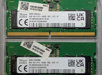 16GB SK hynix DDR5 6400MHz Laptop RAM Kit (2x8GB) - High Performance
