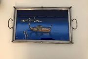 Antique Art Deco Reverse Painted Gallery Tray
