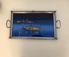 Art Deco Mid Century Serving Tray Venetian Lagoon Scene