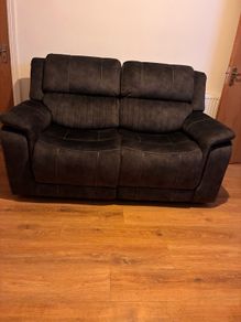 X2 2 seater grey suede recliner couch
