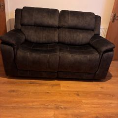 X2 2 seater grey suede recliner couch