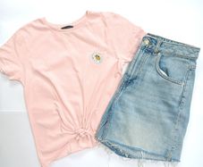 Ladies / Teen Girls T-shirt and Denim Shorts Size 8