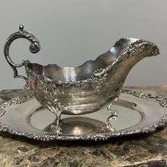 silver plated gravy sauce boat