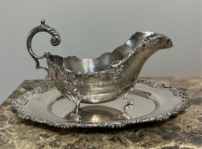 silver plated gravy sauce boat