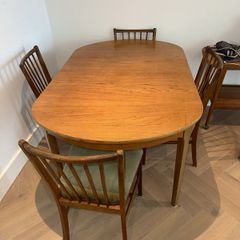 Teak table chair and bar trolley