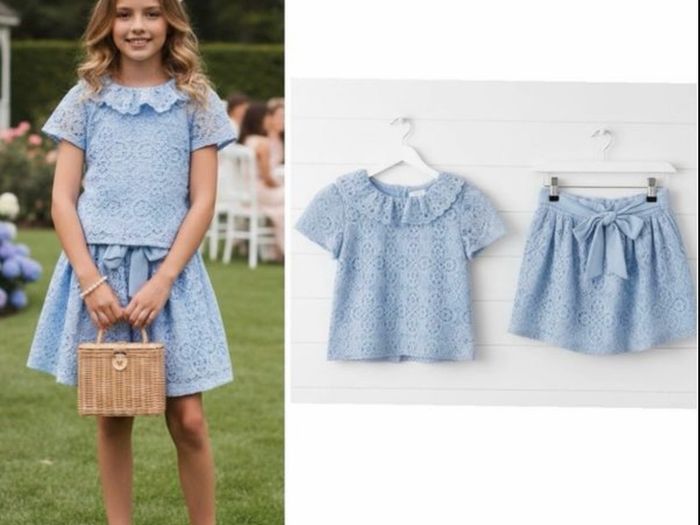 Patachou Portugal designer girls co ord skirt and top stunning baby blue