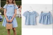 Patachou Portugal designer girls co ord skirt and top stunning baby blue