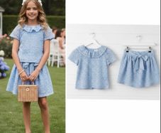 Patachou Portugal designer girls co ord skirt and top stunning baby blue