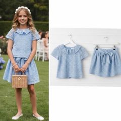 Patachou Portugal designer girls co ord skirt and top stunning baby blue