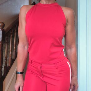 Red trousers and top set