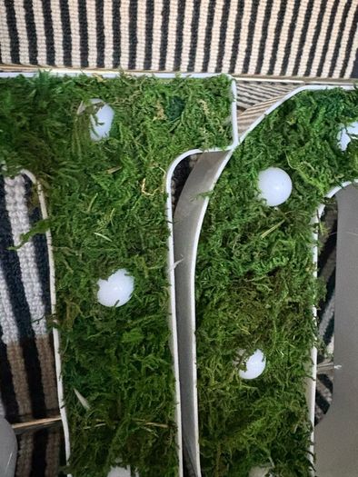 New bespoke 21.5cm high pre lit JOY sign with faux moss