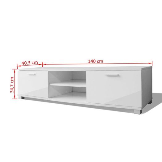 TV Cabinet High-Gloss White 140x40.3x34.7 cm