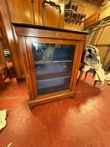 Late Victorian Rosewood & Satinwood Inlaid Glazed Pier Cabinet / Display Credenza