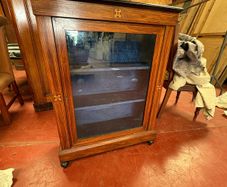 Late Victorian Rosewood & Satinwood Inlaid Glazed Pier Cabinet / Display Credenza