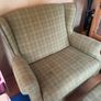 Green tweed style Love Seat Arm Chair & matching poof from Next Image 2