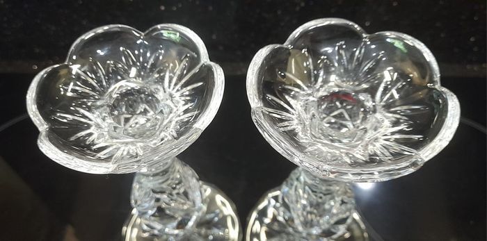 A Pair of Full Lead Crystal Noritake candlesticks