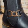 Black Women's Ankle Boots Gold Chain On The Side Gold Studs On The Edge Elastic On The Side, size 39 Image 4
