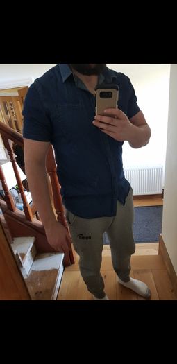 Muscle fit Medium size jumper & Denim short sleeve shirts
